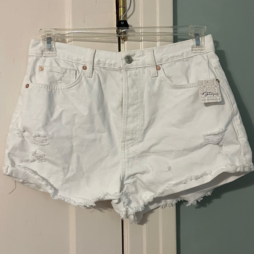 White Distressed Denim Shorts